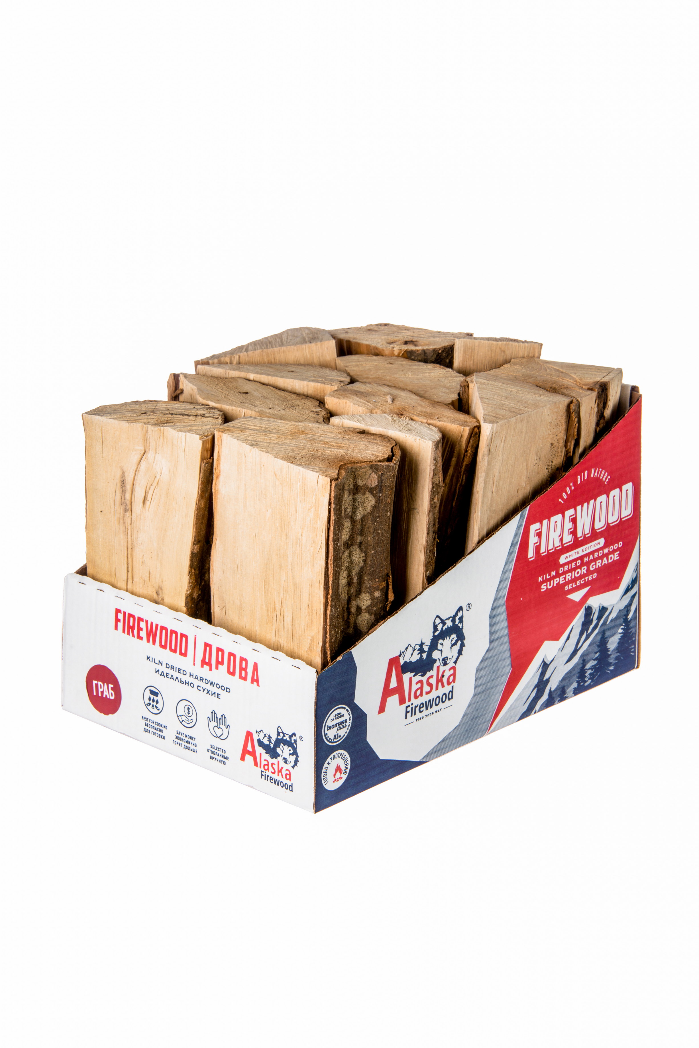 Дрова грабовые для камина и мангала Alaska Firewood Pro