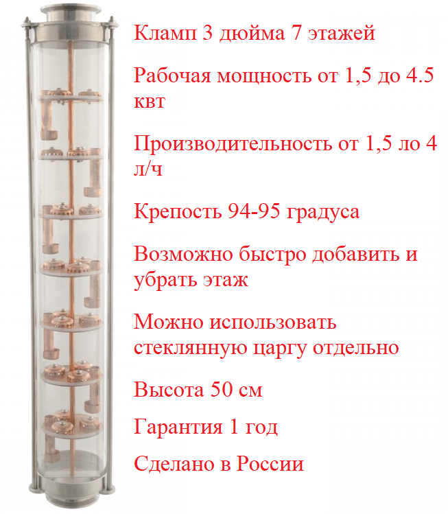 Колонна медная колпачковая тарельчатая Distillex